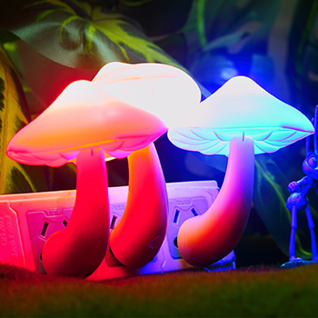 光控小夜灯感应LED节能七彩蘑菇灯