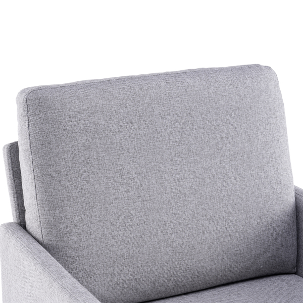 方形  实木框架窄扶手 铁脚 麻布 浅灰色 室内休闲椅 N101-18