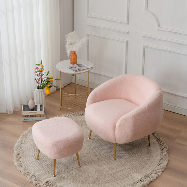 Comfortable accent chair living room chair with footrest-Pink