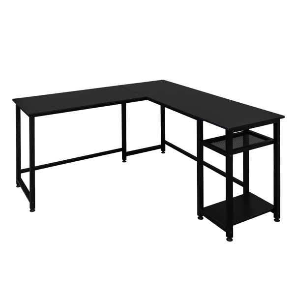 黑色 刨花板贴三胺 L型直角 140cm 拼接 电脑桌 N001-2
