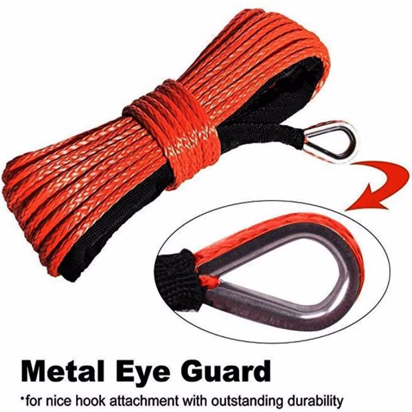 3/8 英寸 x 50 英尺 10000 磅合成绞盘绳索，带黑色保护套，适用于 ATV UTV（红色）