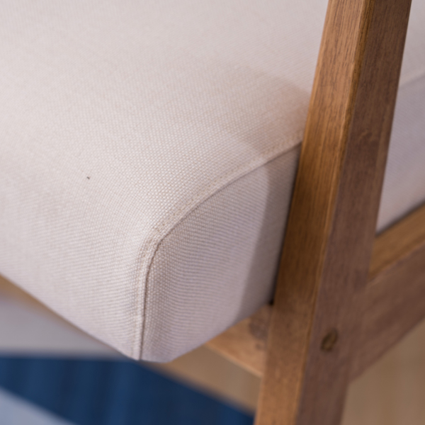 简约单人沙发椅 实木 软包 米白色 室内休闲椅 复古风 N101-33