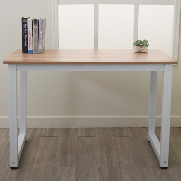 橡木色桌面+白色管架 刨花板贴三胺 110cm 电脑桌 N002-5