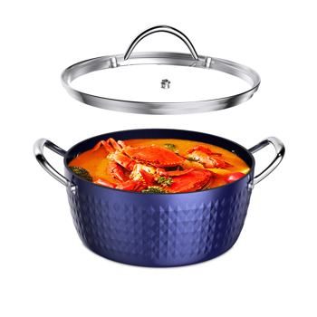 带盖烹饪汤锅，3升圆形大汤锅，100% 不含 Bpa 的阳极氧化健康陶瓷