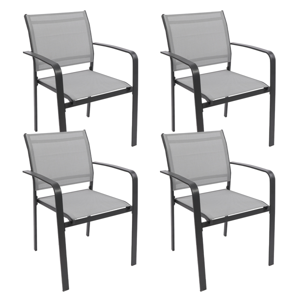4把花园餐椅，室内外堆叠椅，符合人体工程学的扶手椅，适用于庭院花园餐厅（无桌子）-1