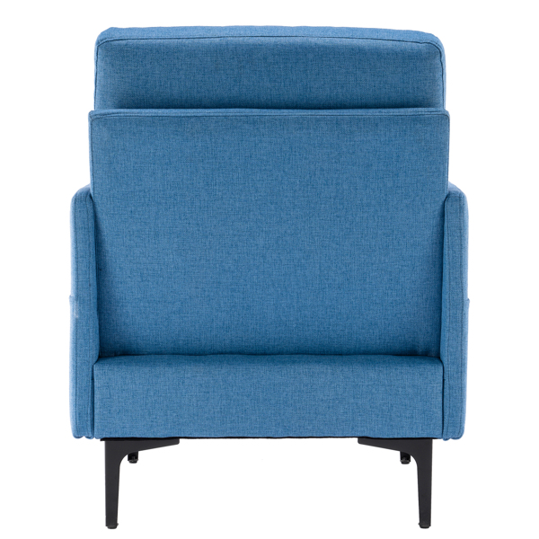 方形  实木框架窄扶手 铁脚 麻布 蓝色 室内休闲椅 N101-11