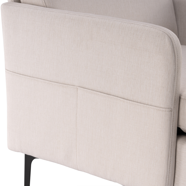 方形 实木框架窄扶手 铁脚 麻布 米白色 室内休闲椅 N101-7