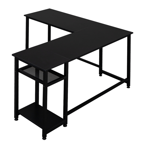 黑色 刨花板贴三胺 L型直角 140cm 拼接 电脑桌 N001-5