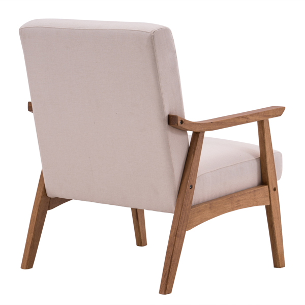 简约单人沙发椅 实木 软包 米白色 室内休闲椅 复古风 N101-20