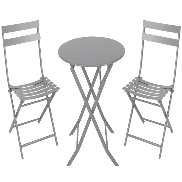 折叠式小酒馆餐桌椅套装，高级钢制折叠式餐桌椅，户外花园庭院门廊池边草坪阳台的餐厅家具套装-13