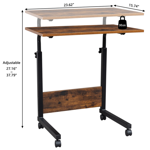 复古色桌面 复古色挡板 黑色钢架 刨花板贴三胺 60cm N001 电脑桌 可升降 可移动-20