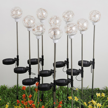 （抛货）LED圆球太阳能草坪灯-2pcs 暖光-盒装（有CE证书，1.2VAA600MA镍氢电池）