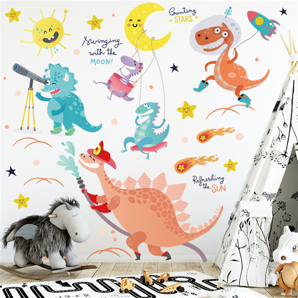 卡通恐龙墙贴可爱动物自粘墙壁贴纸防水幼儿园教室墙装饰-2