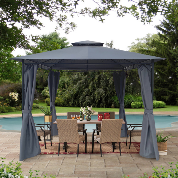 Gazebo 10x10 per Patio, Gazebo a doppio sfiato con schermo a rete e sacchi  di sabbia, Gazebo da esterno in acciaio resistente - AliExpress