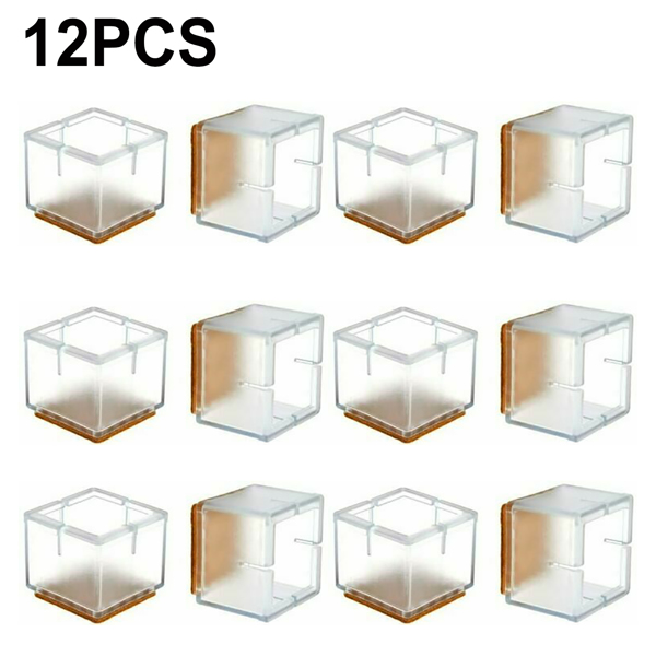 12pcs 方形透明毛毡款桌椅子脚套静音实木地板保护套(周末不发货)-1