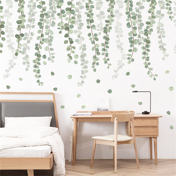 北欧简约墙贴小清新绿叶踢脚线顶角线植物自粘纸墙壁纸-2