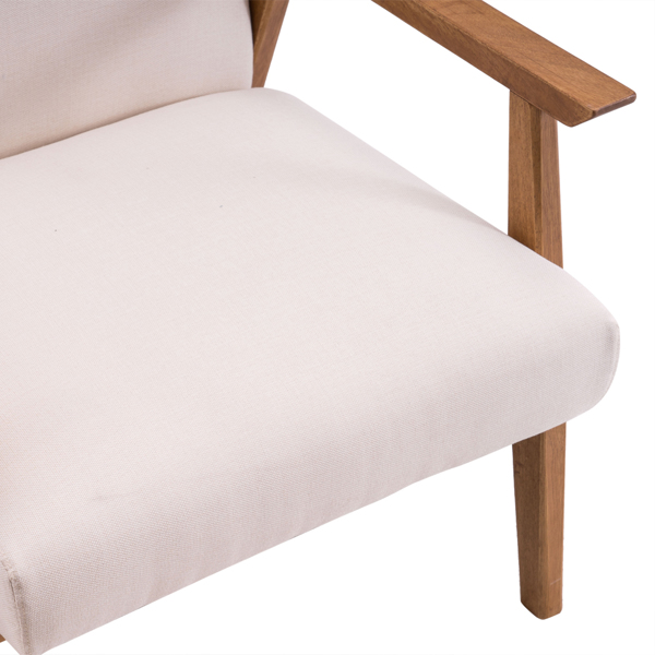 简约单人沙发椅 实木 软包 米白色 室内休闲椅 复古风 N101-10