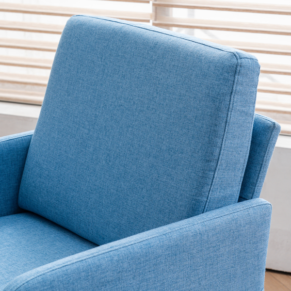 方形  实木框架窄扶手 铁脚 麻布 蓝色 室内休闲椅 N101-25