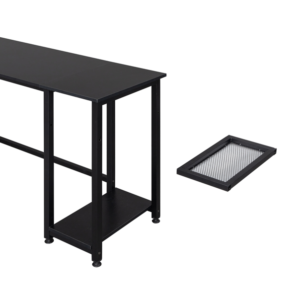 黑色 刨花板贴三胺 L型直角 140cm 拼接 电脑桌 N001-6