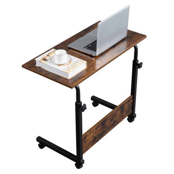 FCH 复古色桌面 复古色挡板 黑色钢架 刨花板贴三胺 80cm 电脑桌 可升降 可移动 N001