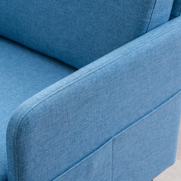 方形  实木框架窄扶手 铁脚 麻布 蓝色 室内休闲椅 N101-22