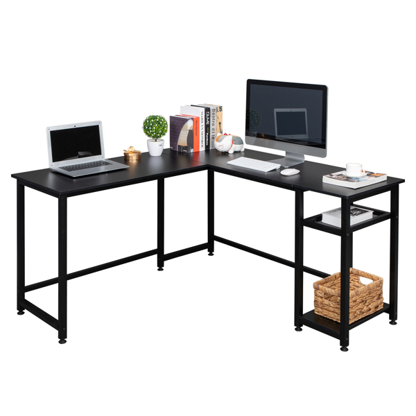 黑色 刨花板贴三胺 L型直角 140cm 拼接 电脑桌 N001-10