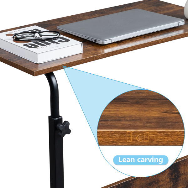 FCH 复古色桌面 复古色挡板 黑色钢架 刨花板贴三胺 80cm 电脑桌 可升降 可移动 N001