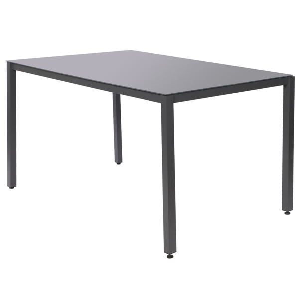 花园式餐桌，现代长方形玻璃餐桌，黑色玻璃餐桌用于餐厅厨房家具-1