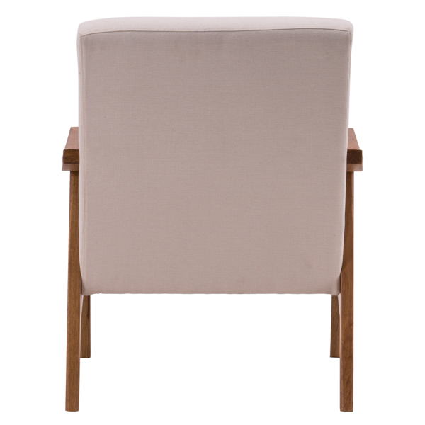 简约单人沙发椅 实木 软包 米白色 室内休闲椅 复古风 N101-21