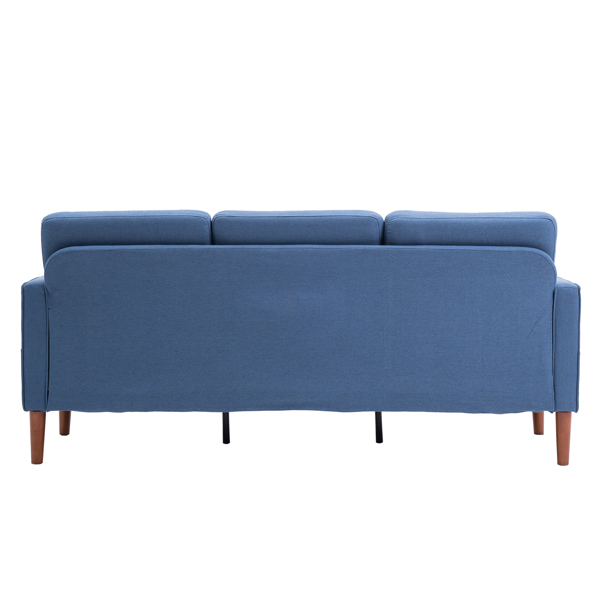 二代 三人位 不带贵妃 实木框架 可与单人位双人位组合 室内组合沙发 麻布 实木腿 185*76*85cm 藏蓝色 N101-11