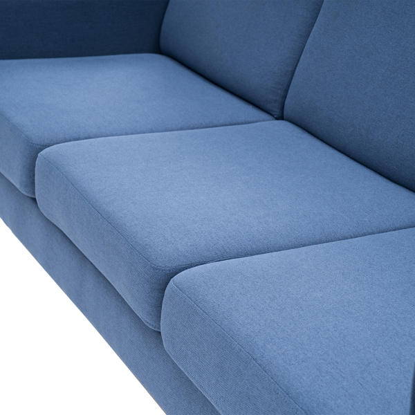 二代 三人位 不带贵妃 实木框架 可与单人位双人位组合 室内组合沙发 麻布 实木腿 185*76*85cm 藏蓝色 N101-14