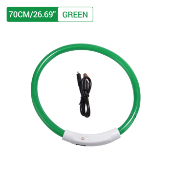 （带电）LED光纤款宠物发光项圈USB充电颈圈70CM 绿色