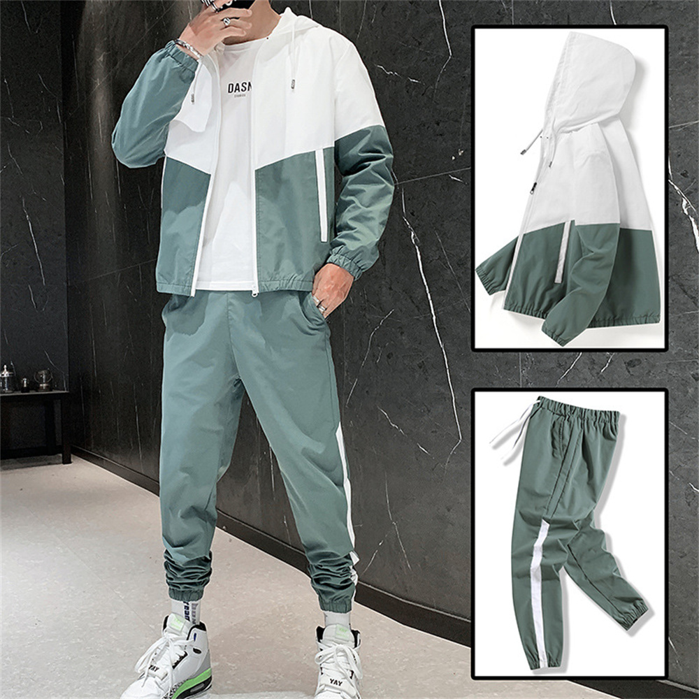 Dropshipping Patchwork Hip Hop Casual Men's Sets 2022 Korean Style 2 Piece Sets Clothes Men Streetwear Fitness Male Tracksuit