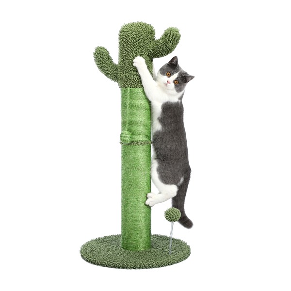 绿色仙人掌猫抓柱子带有3个猫抓柱，1个吊球，猫互动玩具适合小型猫-9