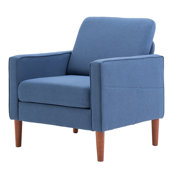 二代 单人位 不带贵妃 实木框架 可与双人位三人位组合 室内组合沙发 麻布 实木腿 80*76*85cm 藏蓝色 N101-10