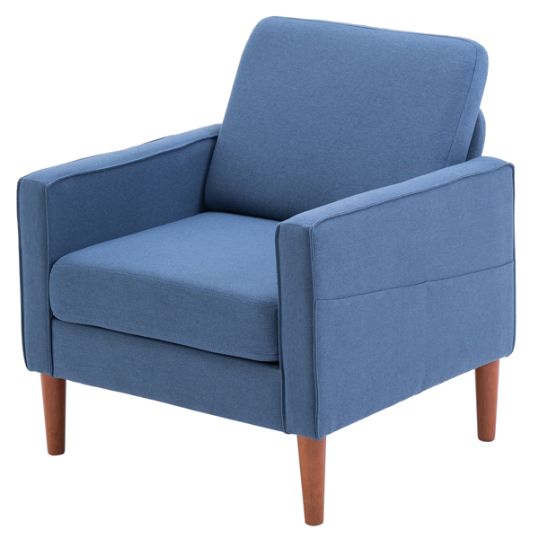 二代 单人位 不带贵妃 实木框架 可与双人位三人位组合 室内组合沙发 麻布 实木腿 80*76*85cm 藏蓝色 N101-9