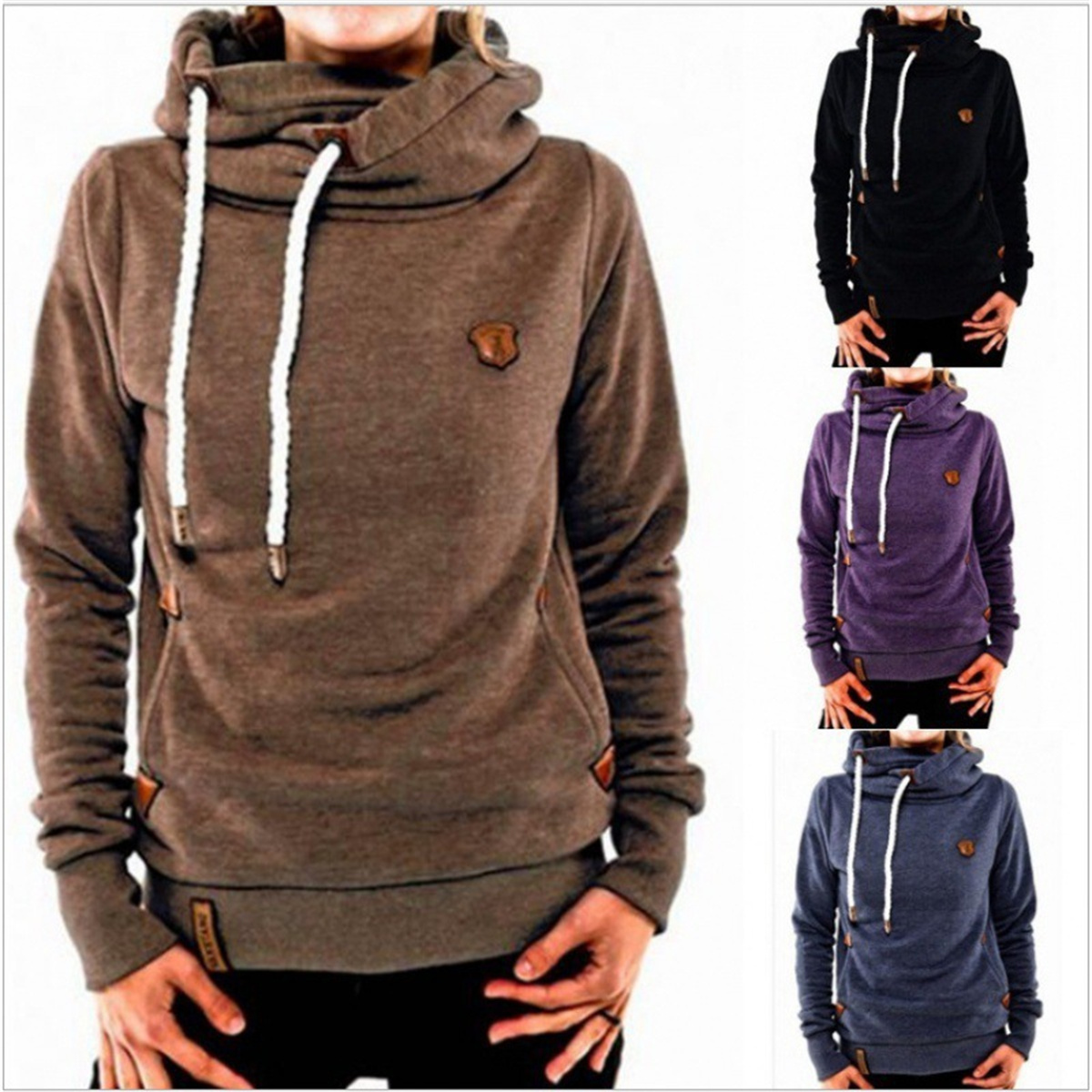 Custom Autumn Women's Long-sleeve Hooded Casual Loose Sports Sweater Hooded Pullover