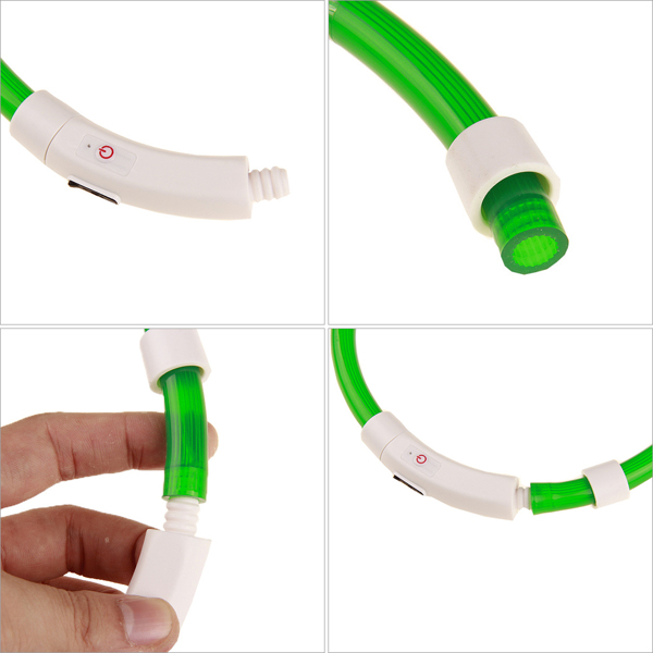（带电）LED光纤款宠物发光项圈USB充电颈圈50CM 绿色-2