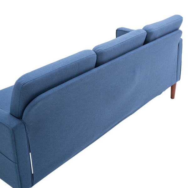 二代 三人位 不带贵妃 实木框架 可与单人位双人位组合 室内组合沙发 麻布 实木腿 185*76*85cm 藏蓝色 N101-12