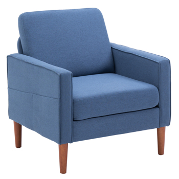 二代 单人位 不带贵妃 实木框架 可与双人位三人位组合 室内组合沙发 麻布 实木腿 80*76*85cm 藏蓝色 N101