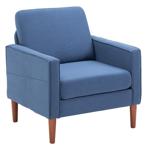 二代 单人位 不带贵妃 实木框架 可与双人位三人位组合 室内组合沙发 麻布 实木腿 80*76*85cm 藏蓝色 N101-1