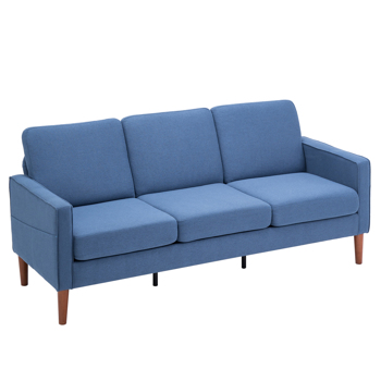 二代 三人位 不带贵妃 实木框架 可与单人位双人位组合 室内组合沙发 麻布 实木腿 185*76*85cm 藏蓝色 N101