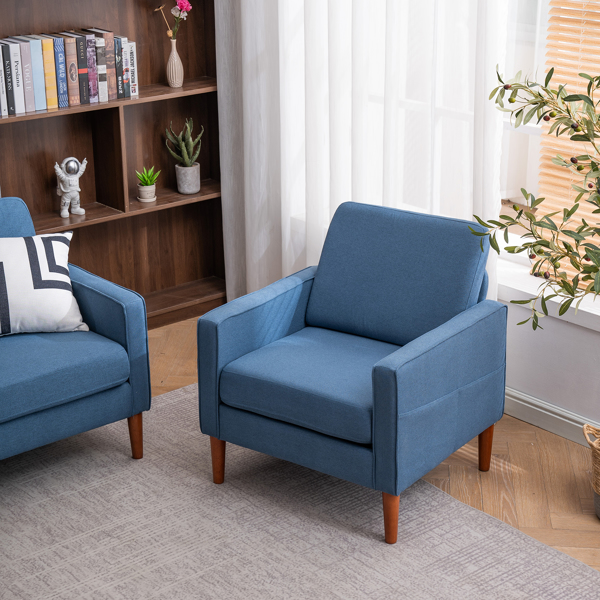 二代 单人位 不带贵妃 实木框架 可与双人位三人位组合 室内组合沙发 麻布 实木腿 80*76*85cm 藏蓝色 N101-33
