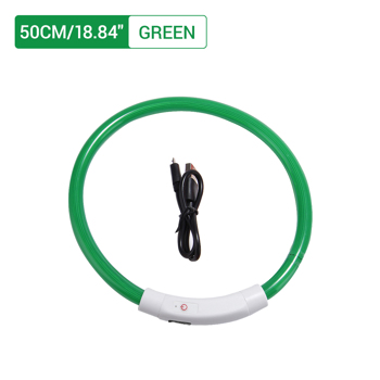 （带电）LED光纤款宠物发光项圈USB充电颈圈50CM 绿色