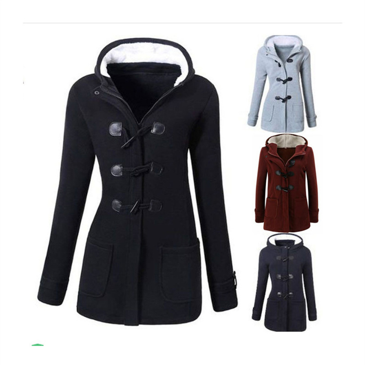 Coldker 2022 Plus Size S-5XL Casual Women Trench Coat Autumn Zipper Hooded Coat Female Long Trench Coat Horn Button Outwear Lady