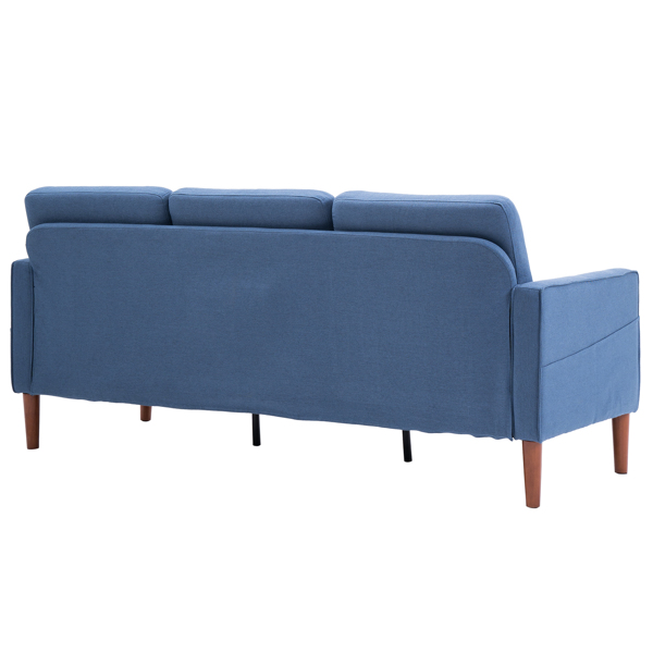 二代 三人位 不带贵妃 实木框架 可与单人位双人位组合 室内组合沙发 麻布 实木腿 185*76*85cm 藏蓝色 N101-10