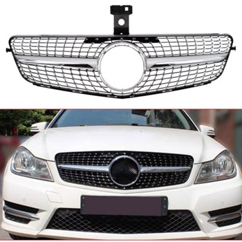 奔驰满天星 LEAVAN Diamond Grille Grill Black For Mercedes Benz C Class W204 2007-2014 