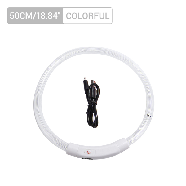 （带电）LED光纤款宠物发光项圈USB充电颈圈50CM 彩色-1