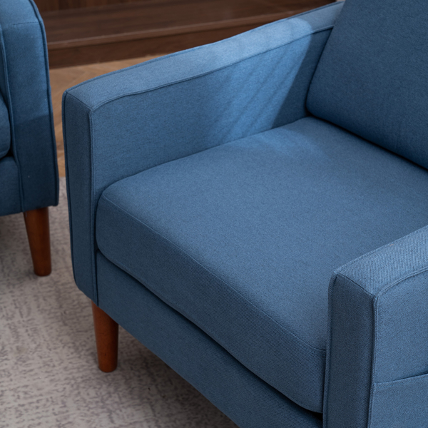 二代 单人位 不带贵妃 实木框架 可与双人位三人位组合 室内组合沙发 麻布 实木腿 80*76*85cm 藏蓝色 N101-26