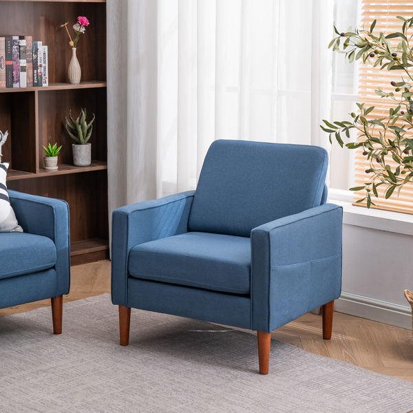 二代 单人位 不带贵妃 实木框架 可与双人位三人位组合 室内组合沙发 麻布 实木腿 80*76*85cm 藏蓝色 N101-37